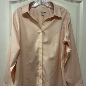 Chico's Soft Pink Cotton Button Down Long Sleeved Shirt Chico’s 2= 12-14 L